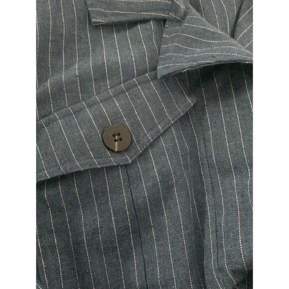 Moon river Anthropologie blue linen blend buttoned blazer woman’s small - Picture 4 of 6